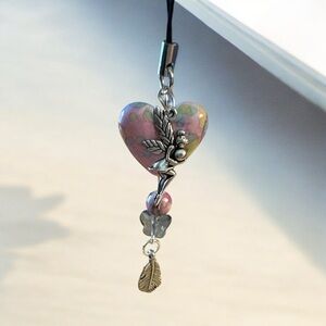 Heart Fairy Cell Phone Charm with Multicolor Design